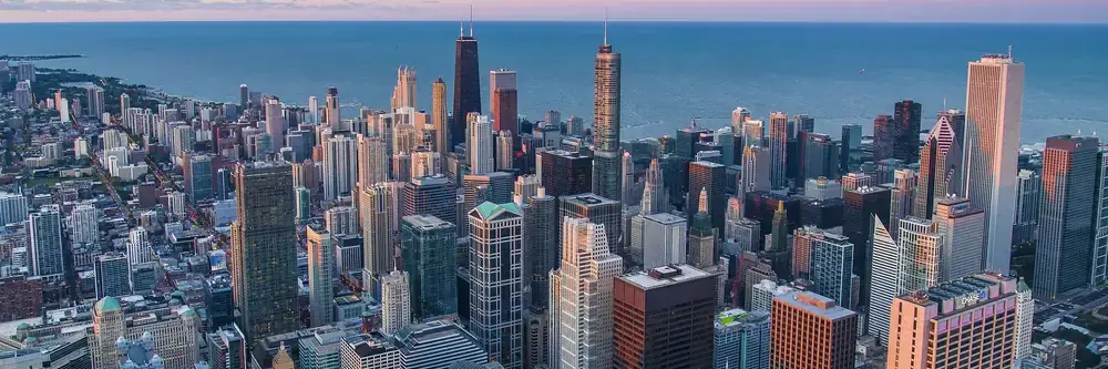Chicago skyline and Lake Michigan