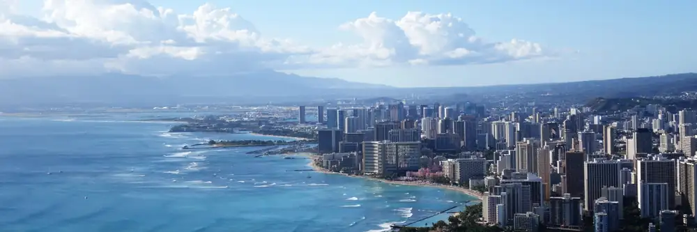 Waikiki coastline and Honolulu skyline