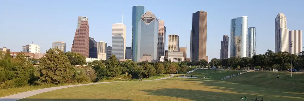 Houston skyline from a city park