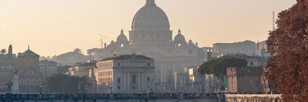 St. Peter's Basilica and the Tiber River in Rome