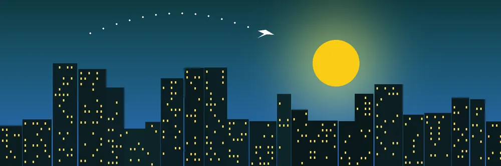Illustrated Tampa skyline at sunset